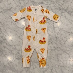 Monica and Andy White Kids One-Piece Romper with Pizza